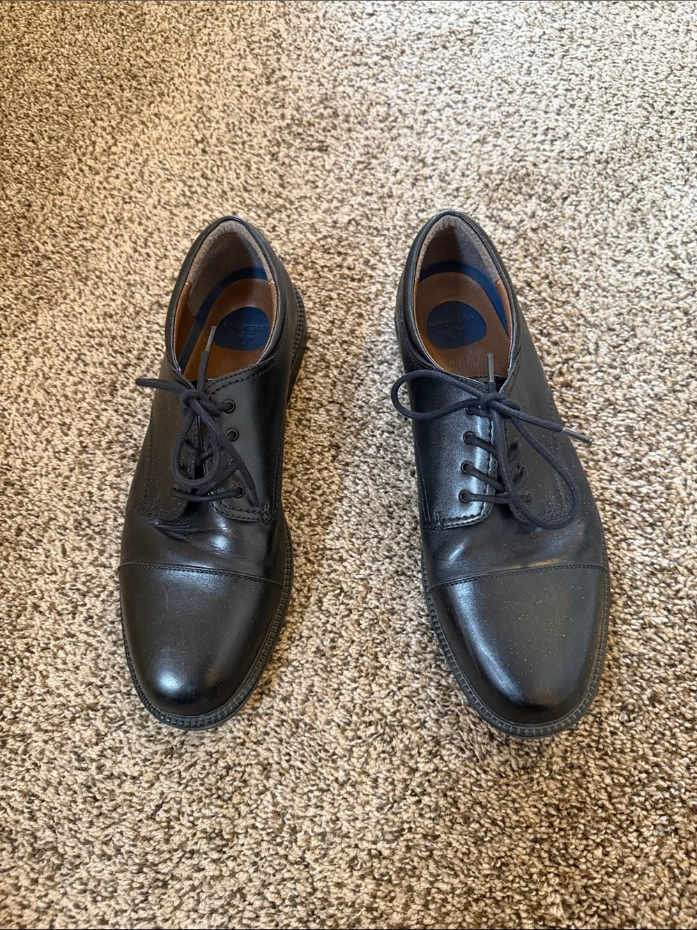 Dockers Black Leather Cap-Toe Derby Shoes 13